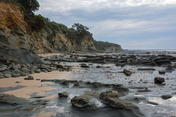 Coastline in the Flat Rocks area of Bunurong Marine and Coastal Park in Victoria, Australia