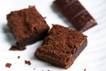 chocolate brownies on plate