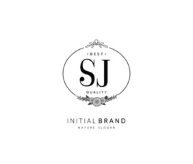 S J SJ Beauty vector initial logo, handwriting logo of initial signature, wedding, fashion, jewerly, boutique, floral and botanical with creative template for any company or business.