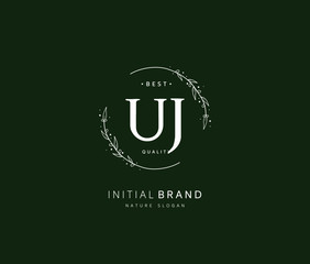 U J UJ Beauty vector initial logo, handwriting logo of initial signature, wedding, fashion, jewerly, boutique, floral and botanical with creative template for any company or business.