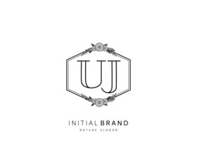 U J UJ Beauty vector initial logo, handwriting logo of initial signature, wedding, fashion, jewerly, boutique, floral and botanical with creative template for any company or business.