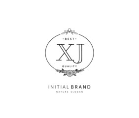 X J XJ Beauty vector initial logo, handwriting logo of initial signature, wedding, fashion, jewerly, boutique, floral and botanical with creative template for any company or business.