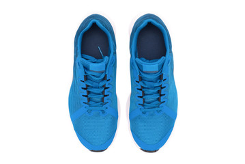 Sport blue sneakers isolated on white background.