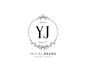 Y J YJ Beauty vector initial logo, handwriting logo of initial signature, wedding, fashion, jewerly, boutique, floral and botanical with creative template for any company or business.