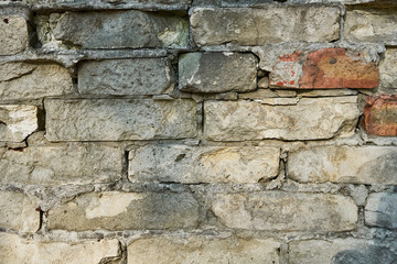 Texture of an old brick wall with cracks. Background for web page fill or graphic design. Pattern. Map for 3d texture.