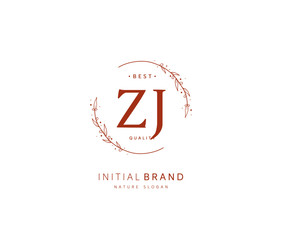 Z J ZJ Beauty vector initial logo, handwriting logo of initial signature, wedding, fashion, jewerly, boutique, floral and botanical with creative template for any company or business.