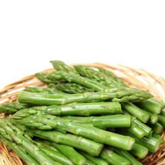 Effective Boiled asparagus on white background