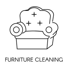 Furniture cleaning service of company, clean armchair icon