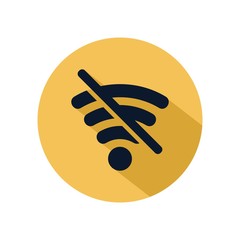 Wifi icon vector illustration isolated on yellow circle. No Wifi internet icon for web and mobile