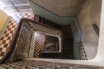 Old stairs in a Colonial building of Battambang, Cambodia 