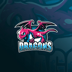 dragon mascot logo design vector with modern illustration concept style for badge, emblem and tshirt printing. funny dragon illustration.
