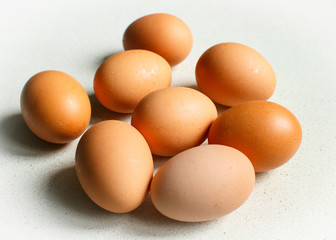 Chicken eggs isolated on white background.
