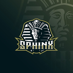 sphinx mascot logo design vector with modern illustration concept style for badge, emblem and tshirt printing. head sphinx illustration.