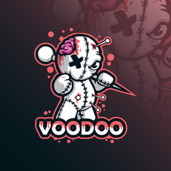 voodoo mascot logo design vector with modern illustration concept style for badge, emblem and tshirt printing. funny voodoo illustration. - obrazy, fototapety, plakaty