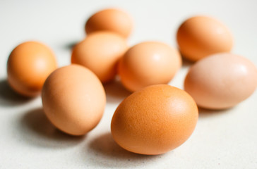 Chicken eggs isolated on white background.