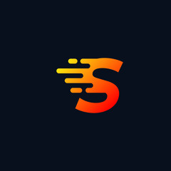 Initial Letter S Fast Logo Design isolated on dark blue background 
