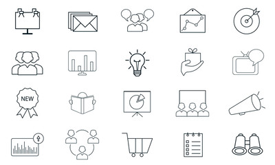 Marketing icon set vector,  illustration logo template in trendy style. Can be used for many purposes.