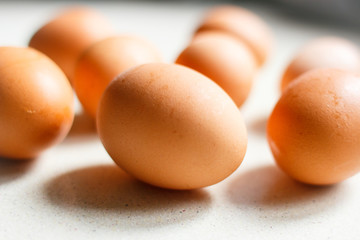 Chicken eggs isolated on white background.