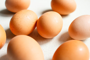 Chicken eggs isolated on white background.