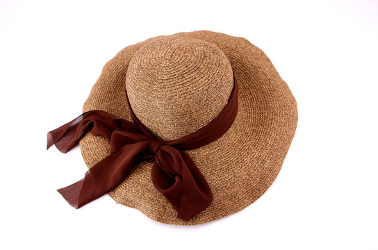 woman hat Brown on white background.