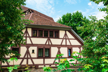 Yellow half timbered house in Schwabisch Hall, Germany