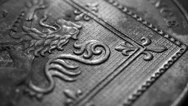 Close up of a detailed old coins