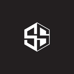 SS Logo monogram hexagon with black background negative space style