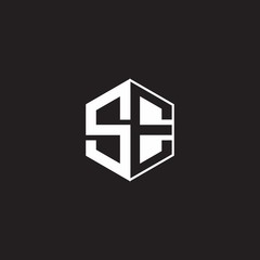 SE Logo monogram hexagon with black background negative space style