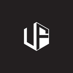 UF Logo monogram hexagon with black background negative space style