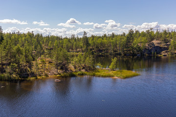 forest lake with rocks