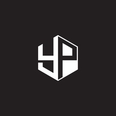 YP Logo monogram hexagon with black background negative space style