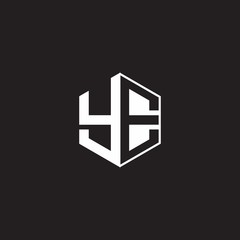 YE Logo monogram hexagon with black background negative space style