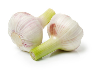 Fresh young garlic isolated on white background