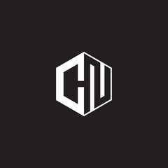 CN Logo monogram hexagon with black background negative space style