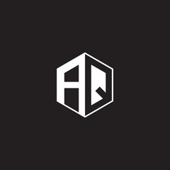 AQ Logo monogram hexagon with black background negative space style