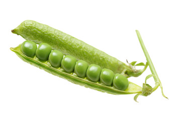 Fresh peas isolated on white background 