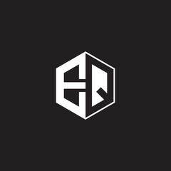 EQ Logo monogram hexagon with black background negative space style