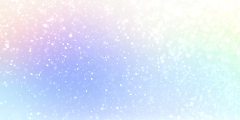 Holiday winter subtle illustration. Amazing fluffy snow. Wonderful light blue pink soft background. Bright sky.