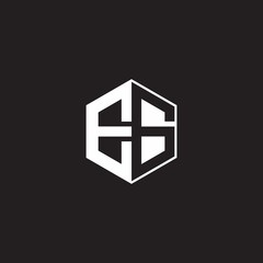 EG Logo monogram hexagon with black background negative space style