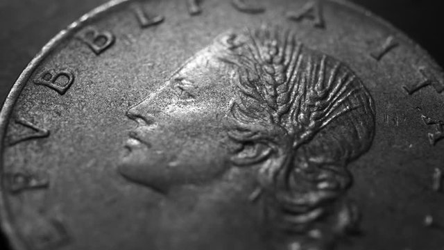 Close up of a detailed old coinso;iu