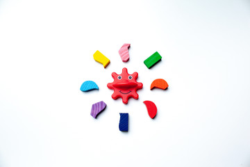 Kids toys on a white background. Colorful blocks