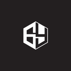 GY Logo monogram hexagon with black background negative space style