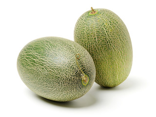 Netted melon on white background 