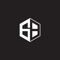GB Logo monogram hexagon with black background negative space style