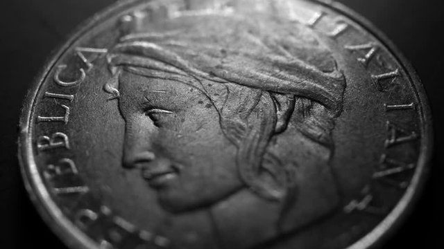 Close up of a detailed old coinso;iu