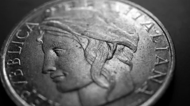 Close up of a detailed old coinso;iu