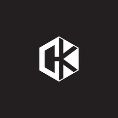 CK Logo monogram hexagon with black background negative space style