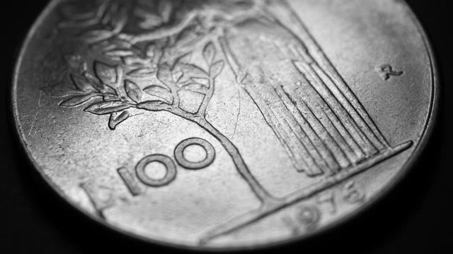 Close up of a detailed old coinso;iu