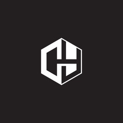 CY Logo monogram hexagon with black background negative space style