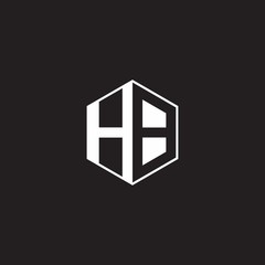 HB Logo monogram hexagon with black background negative space style